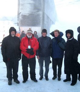 IRRI Director General Robert Zeigler (second from left) with GCDT Executive Director Cary Fowler (second from right) during the inauguration of the Vault in February 2008. (Mari Tefre/Global Crop Diversity Trust)