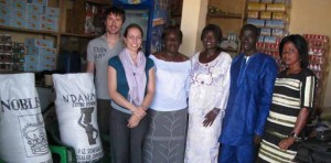 EXPERIMENTAL AUCTIONS enable eliciting consumers’ willingness to pay for rice with upgraded intrinsic quality attributes (grain quality, aroma, taste, etc.) and extrinsic (packaging, labeling, and information) quality cues. From left to right: Matty Demont, former agricultural economist, AfricaRice and is now at IRRI; Caitlin Costello, former visiting research fellow, AfricaRice; Khady Diagne, student, University of Gaston Berger, Saint-Louis, Senegal; Maïmouna Ndour, sociology assistant, AfricaRice, Saint-Louis, Senegal; Alioune Gueye, student, University of Gaston Berger; and Rougui Diop, teacher, Saint-Louis, Senegal.